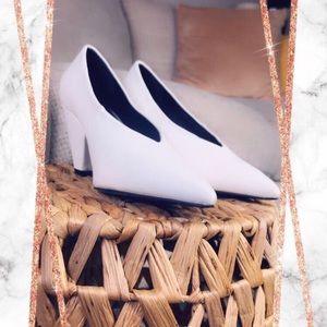 White two inch heels